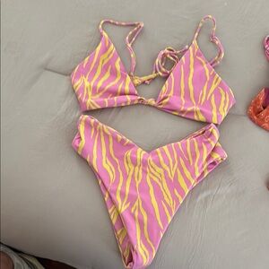 Pink and Yellow Zebra Print Bikini